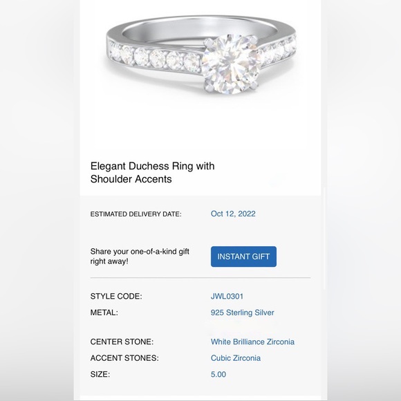 CLEARANCE Jewlr Duchess promise Ring Genuine 925 Sterling Silver 5 Zirconia NWOT - Picture 13 of 13